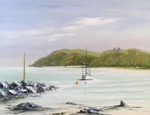 INCOMING TIDE - LLANSTEFFAN FROM FERRYSIDE 50X40 80 17