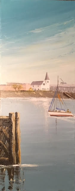 SUNSET ON THE NORWEGIAN CHURCH CARDIFF BAY REF 11 18 20X50