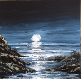 A BRIGHT MOON ON THE GOWER COAST REF 16 19 26X26