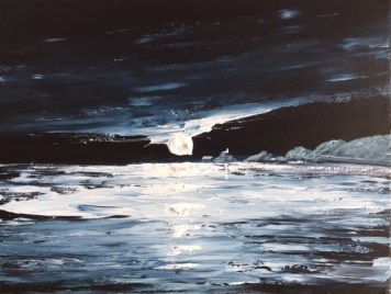 MUMBLES LIGHTHOUSE IN THE MOONLIGHT REF 14 19 40X30