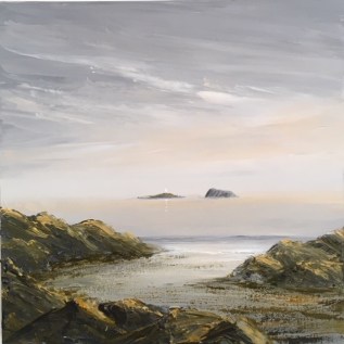 EVENING LIGHT ON THE ROCKS AHEAD OF THE HOLMS, BRISTOL CHANNEL REF 30 19 50X50